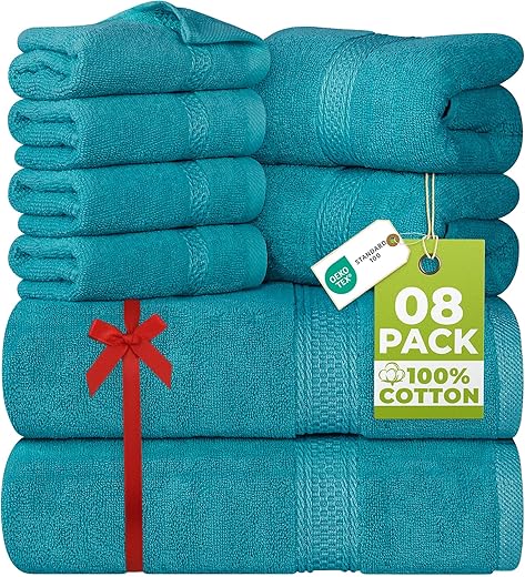 Utopia 8-Piece Cotton Towel Set –...