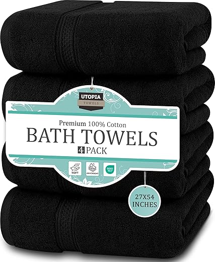 Premium Black Bath Towels Set – 4...