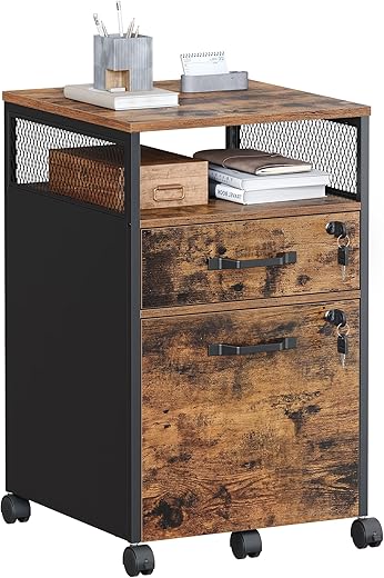 Mobile File Cabinet on Wheels with Lock...