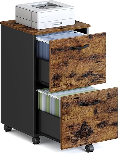 Rustic 2-Drawer Rolling File Cabinet fo...