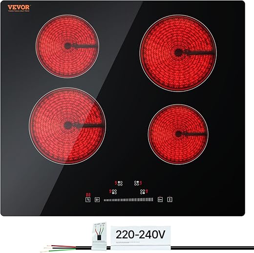 VEVOR 4-Burner Electric Cooktop with To...
