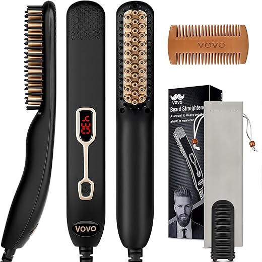 VOVO 2-in-1 Beard Straightener Comb wit...