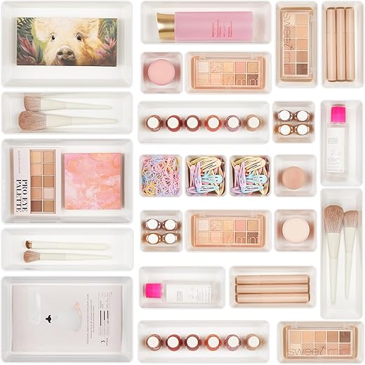 25-Piece Plastic Drawer Organizer Set f...