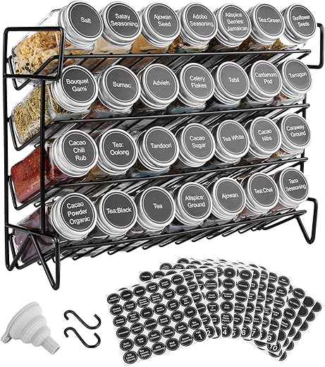 4-Tier Spice Rack Organizer with 28 Jar...