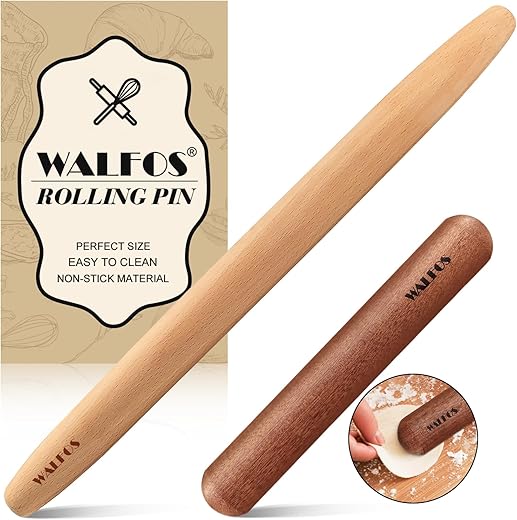 Walfos Natural Wooden Rolling Pin Set f...