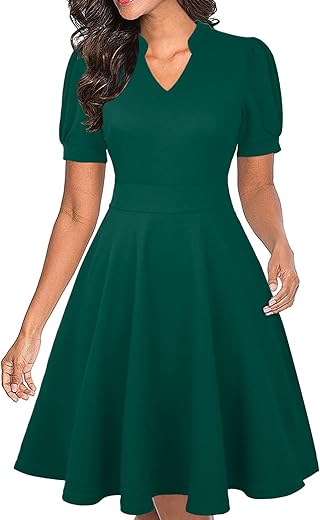 Women’s Summer Puff Sleeve Knee-L...