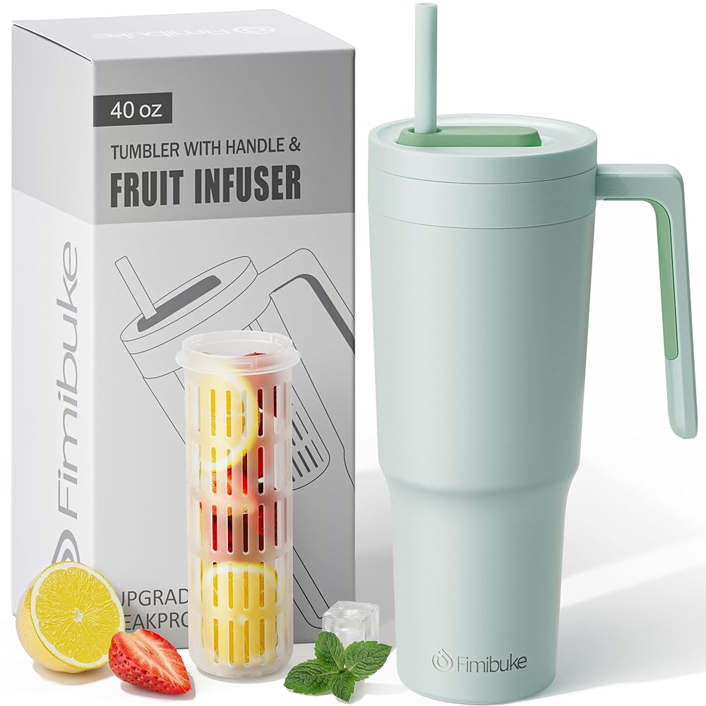 Fimibuke 40 oz Tumbler with Handle & Fruit Infuser