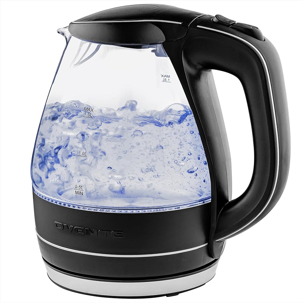 OVENTE Glass Electric Kettle 1.5L - Black KG83B