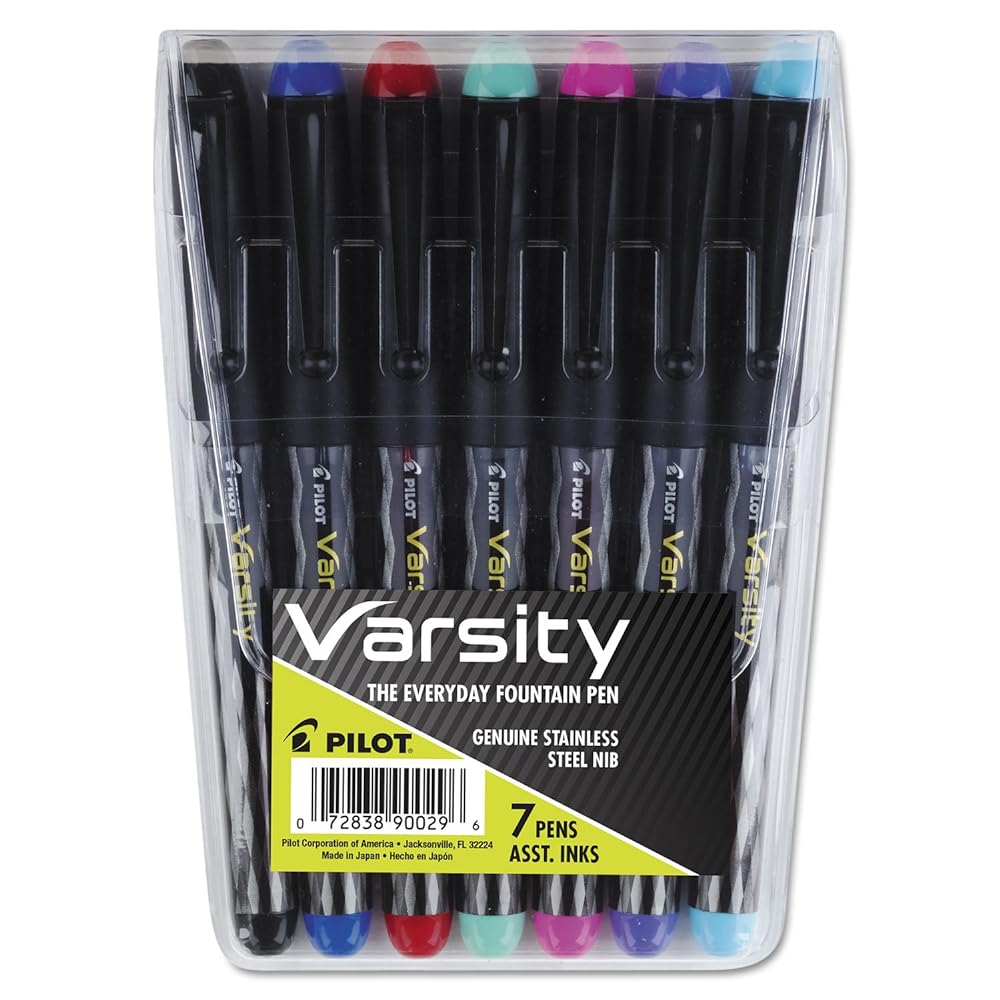 PILOT Varsity Fountain Pens, 7-Pack Assorted Colors