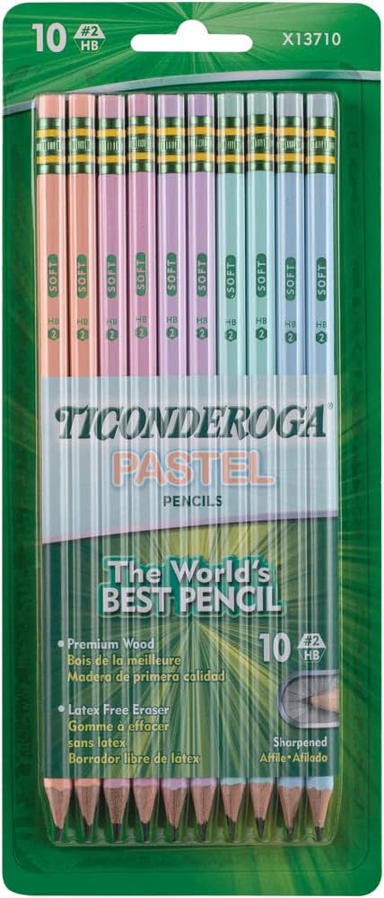 Ticonderoga® Pastel Pencils, Assorted Colors - Pack of 10