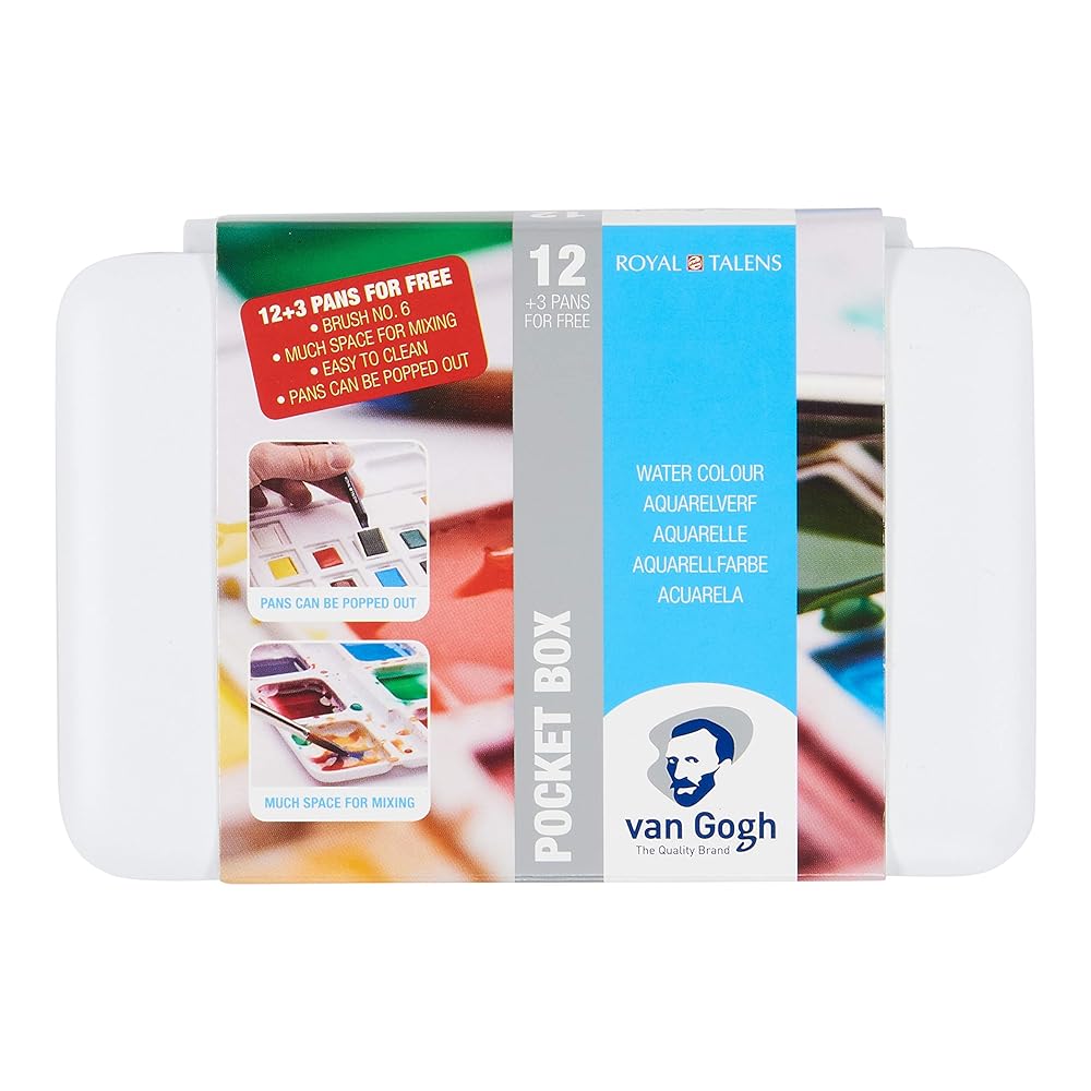 Van Gogh Watercolor Set, Pocketbox, 15-Pan General Selection