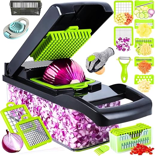 18-in-1 Vegetable Chopper with 7 Blades...