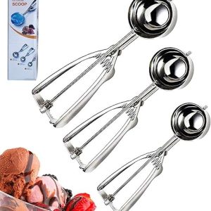 3-Piece Stainless Steel Ice Cream Scoop Set