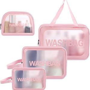 4 Pcs Clear Travel Toiletries Bag Set
