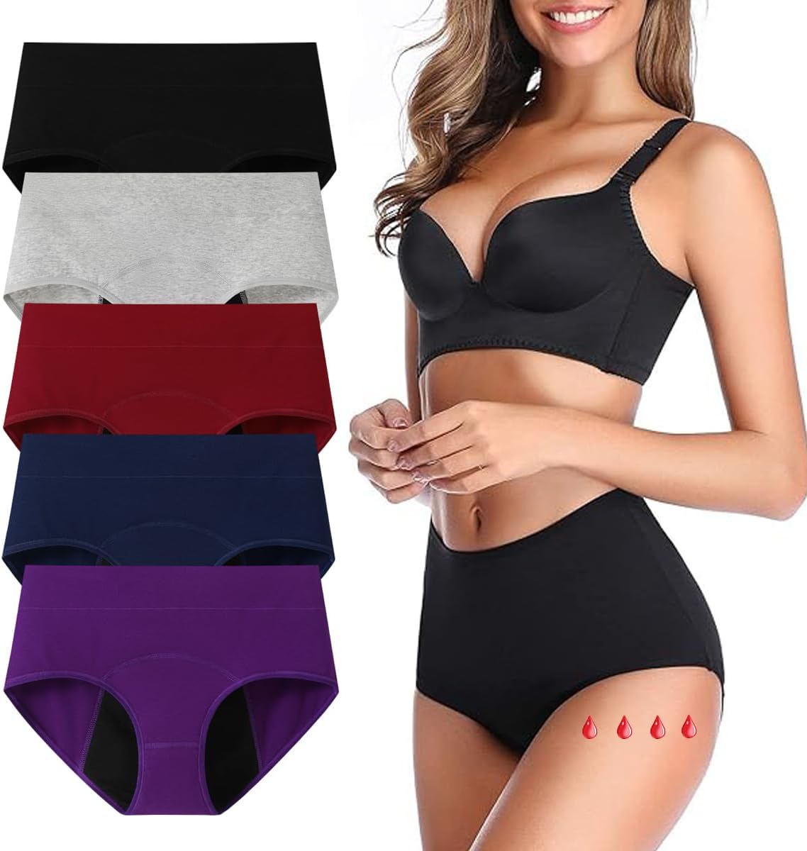 5-Pack Leakproof Heavy Flow Period Pant...