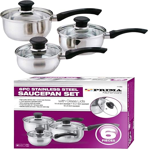 Stainless Steel Saucepan Set – 6 ...