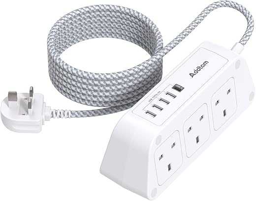 6-Outlet Power Strip with 5 USB Ports a...