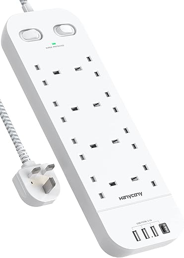 8-Outlet Power Strip with 4 USB Ports &...
