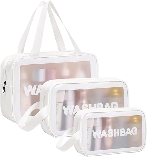 Aucuu 3-Pack Clear Toiletry Bags for Tr...