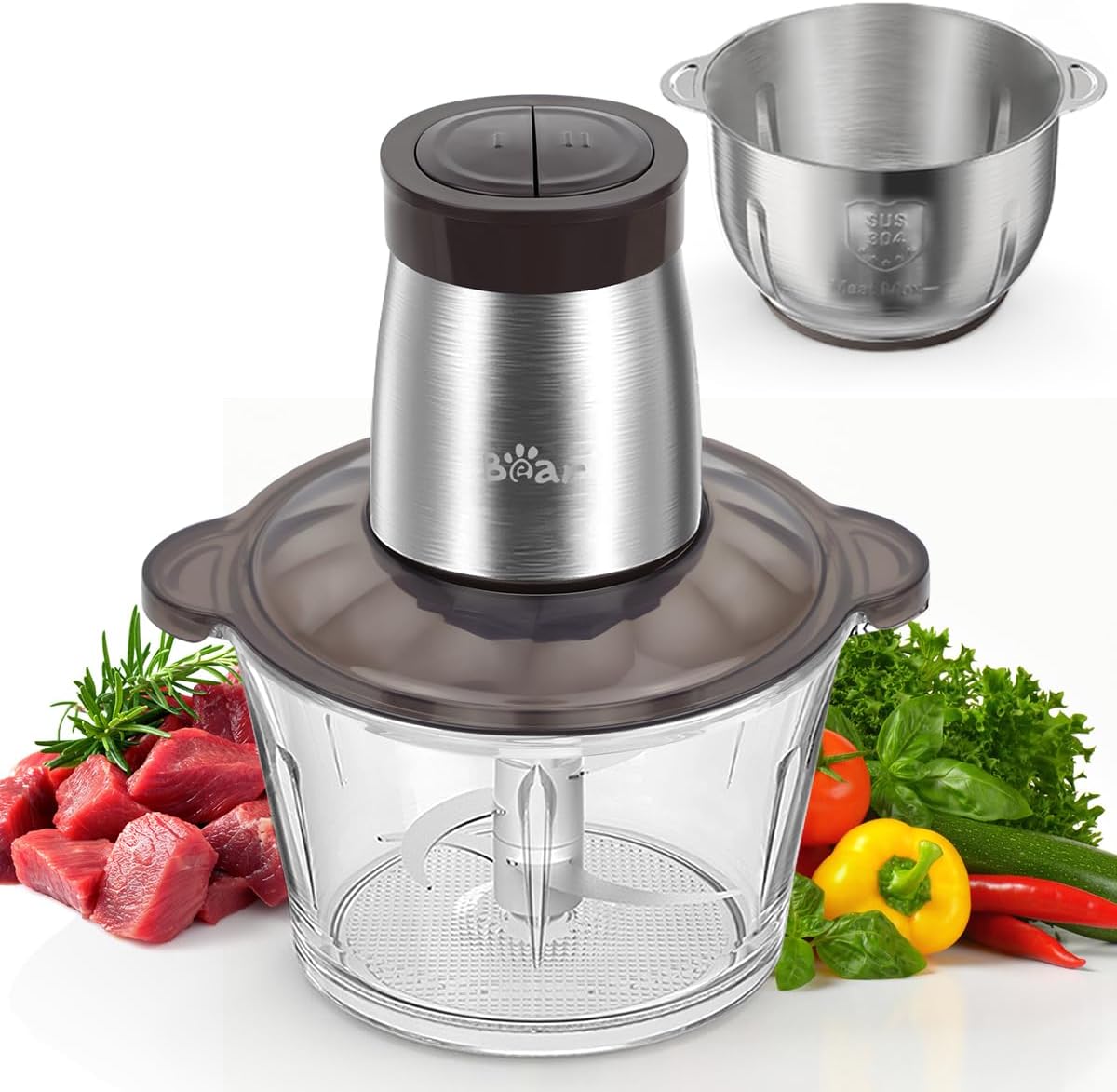 Bear 2L Electric Food Processor with Gl...