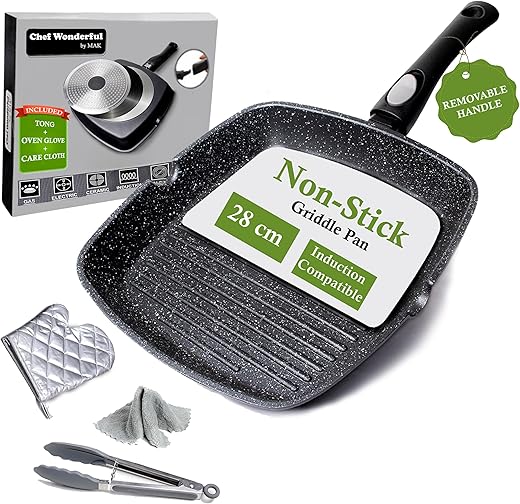 28cm Non-Stick Griddle Pan for Inductio...