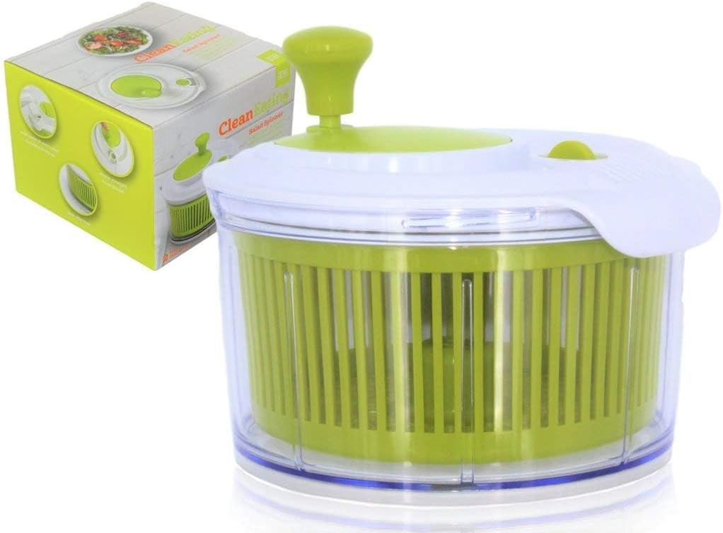 Compact Salad Spinner with Clear Bowl &...