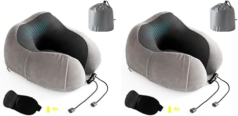 Memory Foam Travel Pillow Set with Ear ...