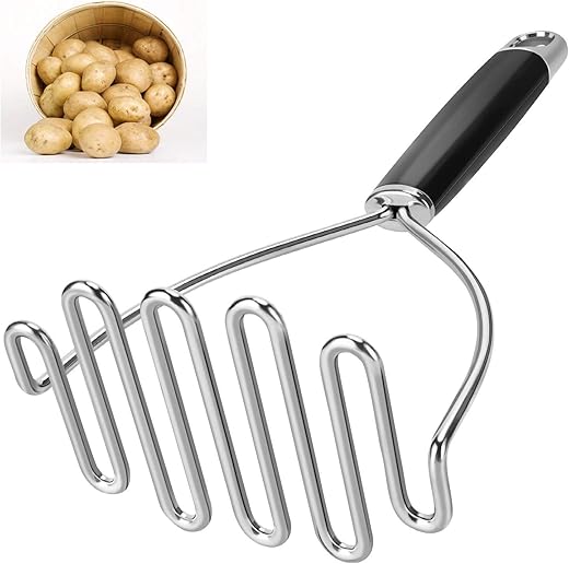 Heavy-Duty Stainless Steel Potato Mashe...