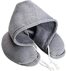 Travel U-Shaped Neck Pillow with Hoodie...