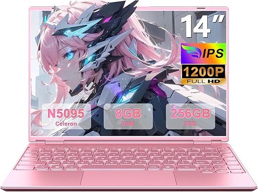 14″ Pink Laptop, Celeron N5095, 8...
