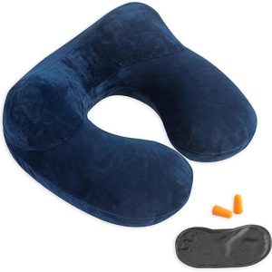 Inflatable Soft Velvet Travel Neck Pillow