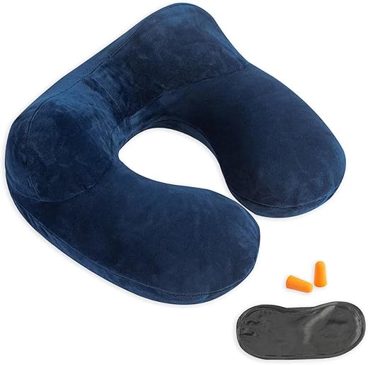Soft Velvet Inflatable Travel Pillow wi...