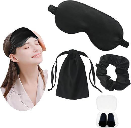 Silk Eye Mask Travel Set with Pouch, Ea...