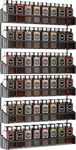Large Wall-Mounted Metal Spice Rack Set...