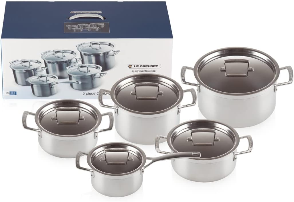 Le Creuset 5-Piece 3-Ply Stainless Stee...