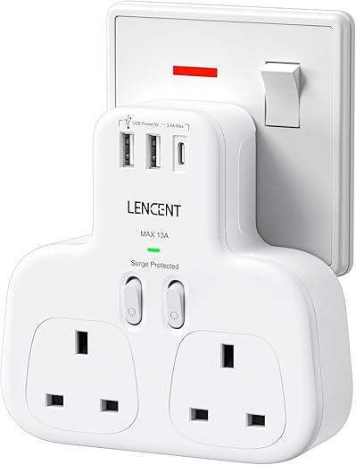 LENCENT 3-Outlet Surge Protector with U...