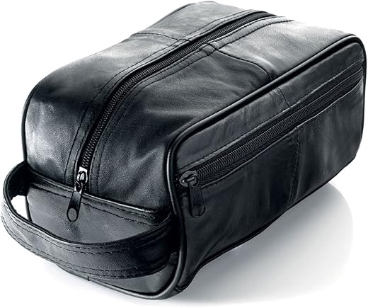 Men’s Black Leather Toiletry ...