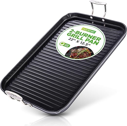 NutriChef Double Burner Non-Stick Gridd...