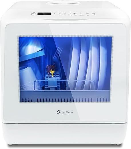 Compact Mini Dishwasher with 6 Programs...