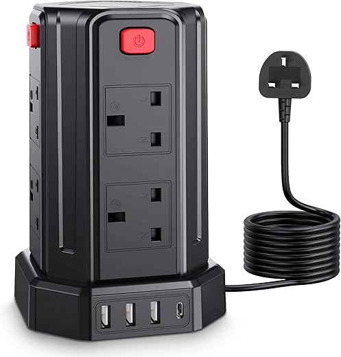 Surge Protector Tower Extension Lead wi...
