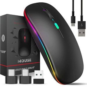 TEUREMI Rechargeable Wireless Mouse Bluetooth 2.4GHz