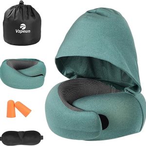 Vzpeun Hooded Travel Neck Pillow