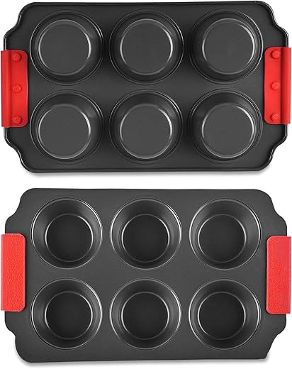 Zuvo Non-Stick 6-Cup Muffin Pan with Si...