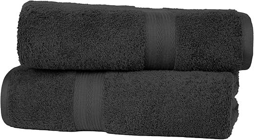 Amazon Basics Black Cotton Bath Towels ...
