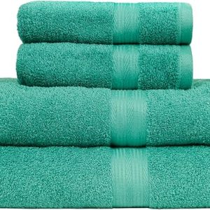 Amazon Basics 4 Piece Teal Bath Towel Set