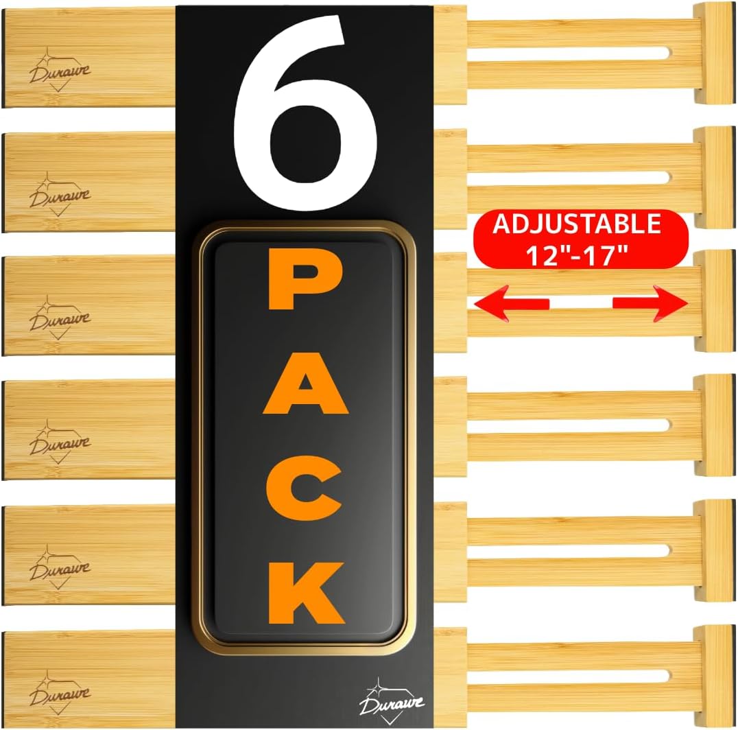 Adjustable Bamboo Drawer Dividers Set o...