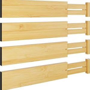 BAMEOS Adjustable Bamboo Drawer Organizers