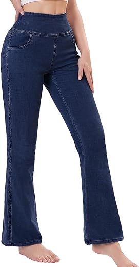 Stylish High-Waisted Flare Jeans for Wo...