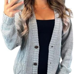 Cozy Aran Cable Knitted Cardigan for Women