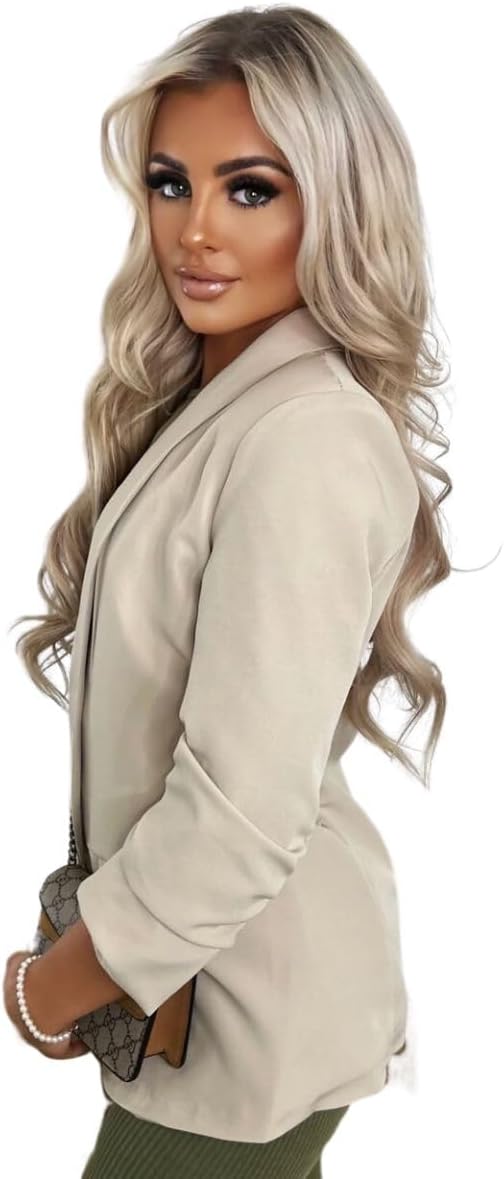 Womens Open Front Blazer Jacket with Po...